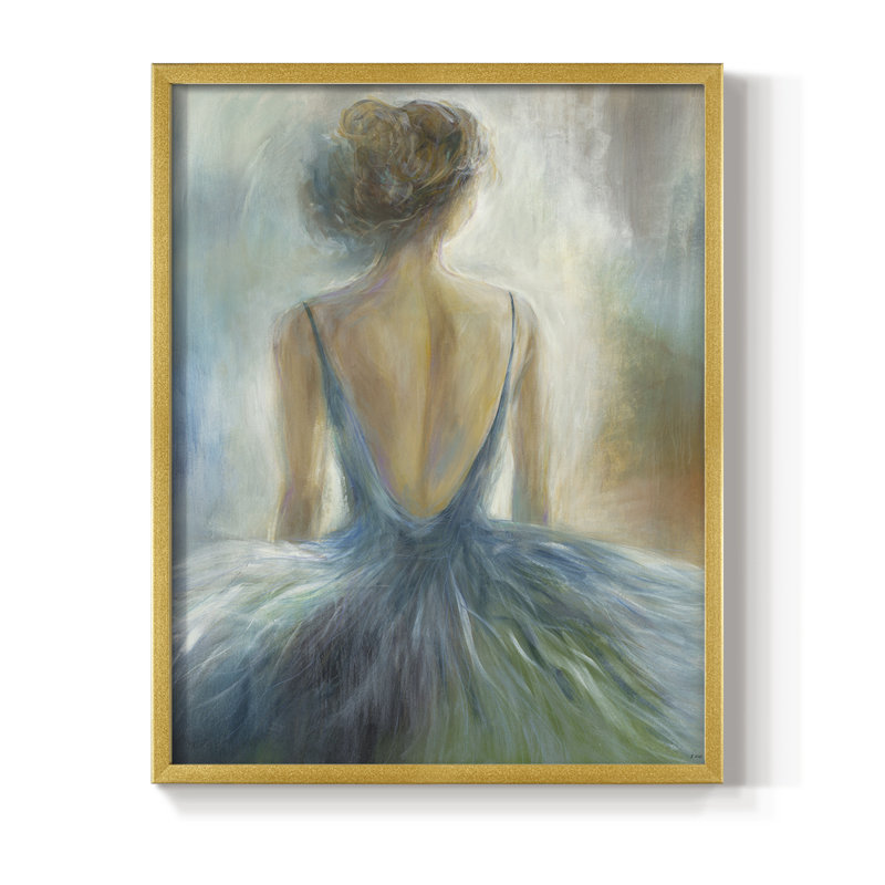 «Lady in Blue», reproduction encadrée - bois massif, H 15 po x l 12 po, Or