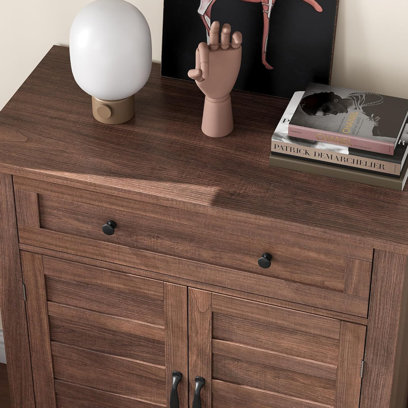 Buffet Farmhouse avec tablette réglable à 3 niveaux, armoire de rangement de cuisine avec un grand tiroir pour la salle à manger, la salle de bain, le vestibule, brun