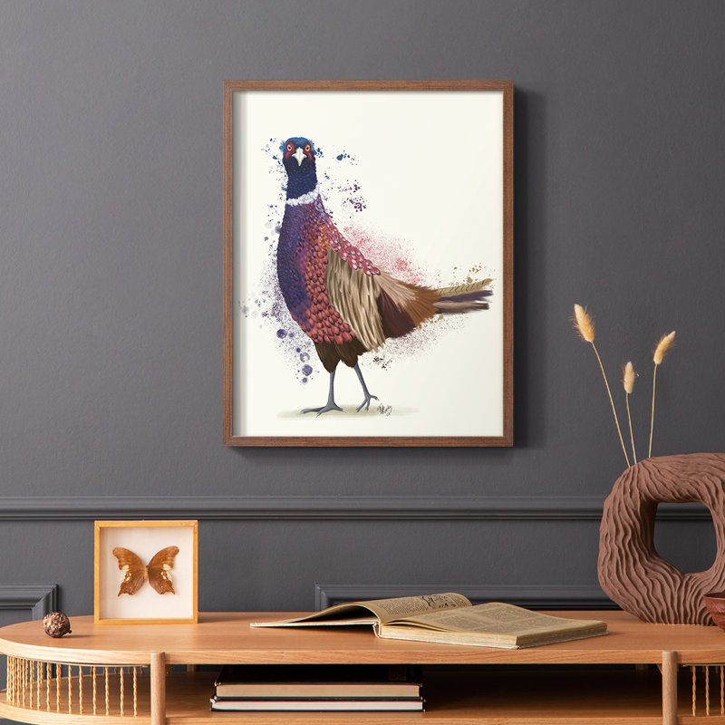 Pheasant Splash 6, reproduction encadrée - bois massif, H 10 po x l 8 po, Brun