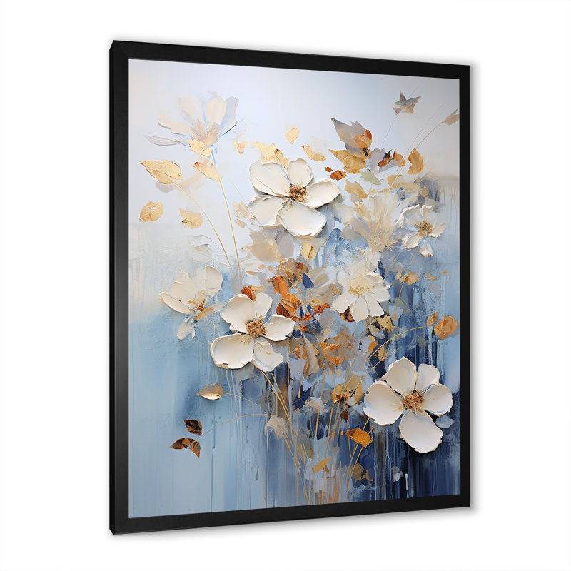 Minimalisme, fleurs saisonnières sur toile, Cadre simple noir, H 20 po x l 12 po x P 1 po