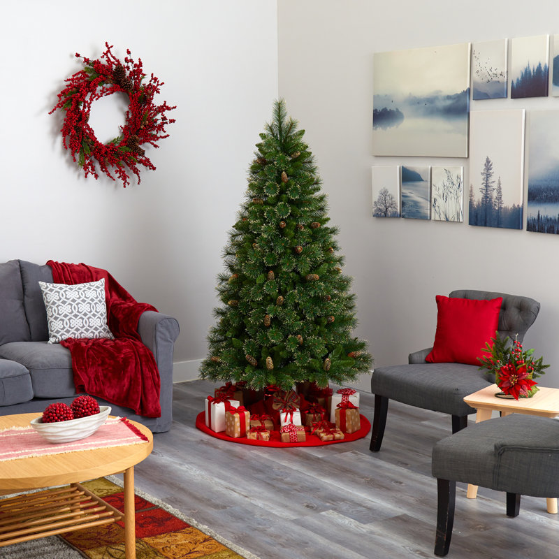 Lighted Artificial Pine Christmas Tree, 6' H