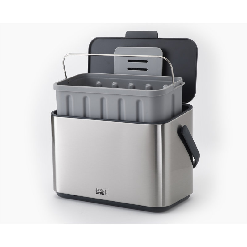 Joseph Joseph Collect 1 Gallon Stainless Steel Compost Caddy with Removable Bucket