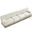 Velours beige, 4 sièges, jupe à pampilles, modulaire, mousse haute douce et confortable