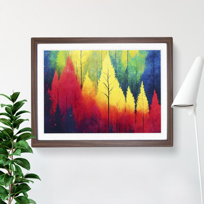 Splashed Pine Tree Forest Abstract - Single Picture Frame Print