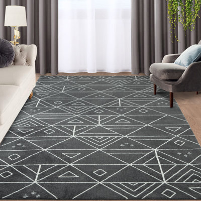 Tapis gris en polyester tissé à la machine Kaicyn