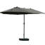 Parasol de patio de 15 pieds - Parasol extérieur rectangulaire en acier double face, gris foncé, protection contre le soleil, manivelle facile, matériau durable gris 15 pi avec base. Parasol de parasol. Acier, intempéries