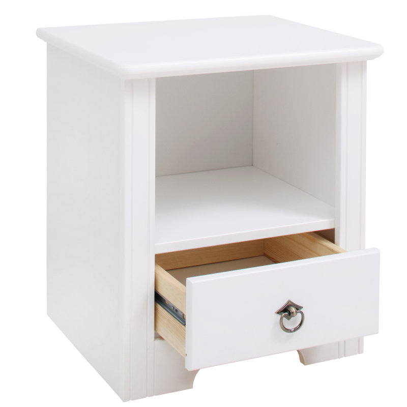 Fitzgerald 45cm W Solid Wood Bedside Table, White 