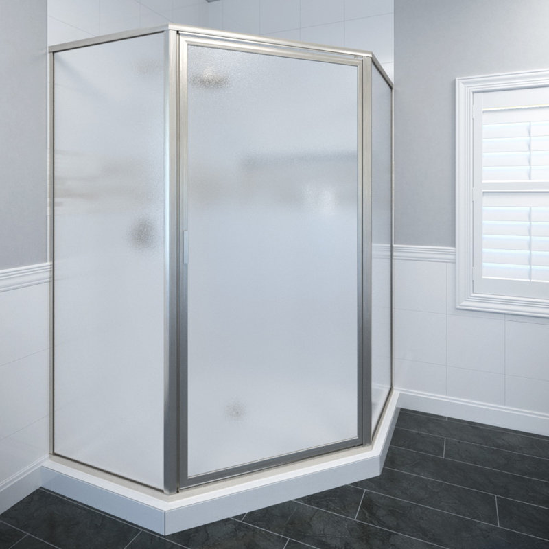 Deluxe 57.625'' W 65.125'' H Framed Neo-angle Reversible Shower Enclosure, Brushed Nickel