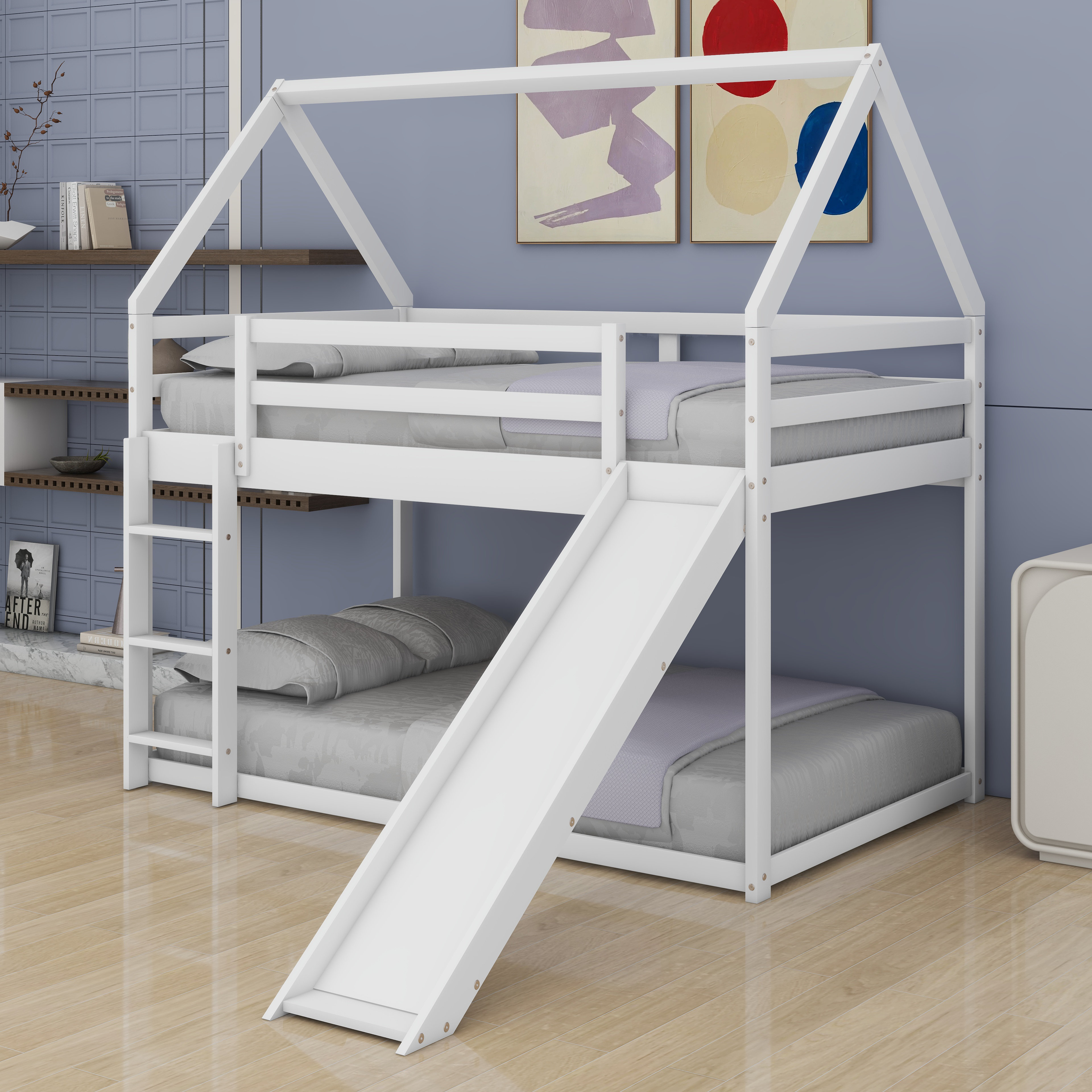 Harper Orchard Twin Size Bunk House Bed With Slide And Ladder,Can ...
