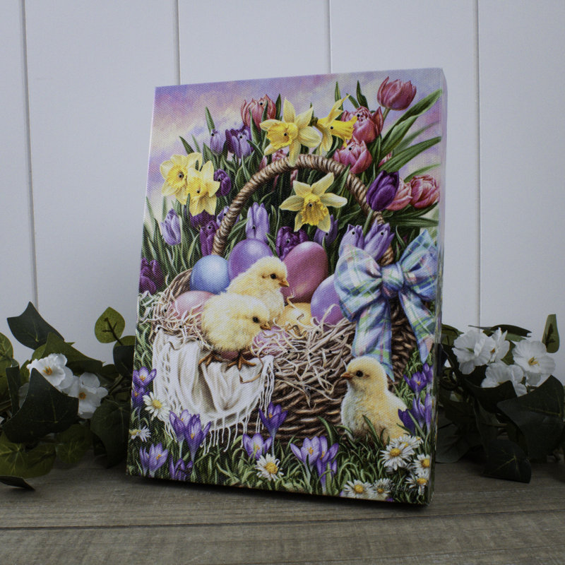 Jovonna - Panier de Pâques avec toile de table éclairée 8 x 6