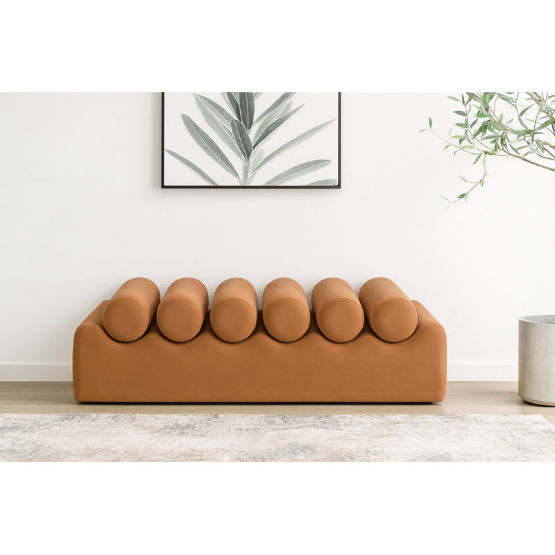 Banc en cuir Rumble Vegan, H 16,5 po x l 56 po x P 22 po, Cuir cognac végétalien