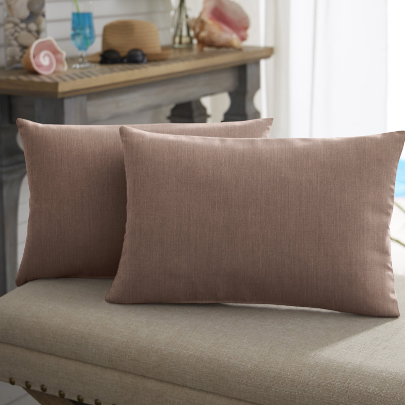 DD Sunbrella® Outdoor Reversible Throw Pillow, 12" x 24", Camel