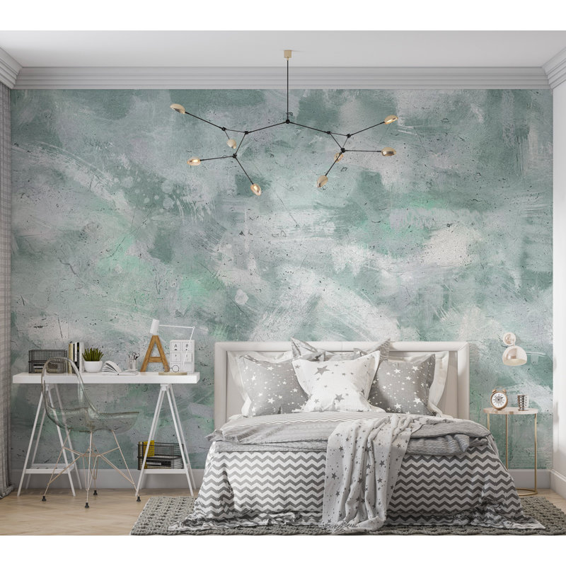 Abstract Wallpaper Wall Mural - Mint Impression, 55" L x 78" W