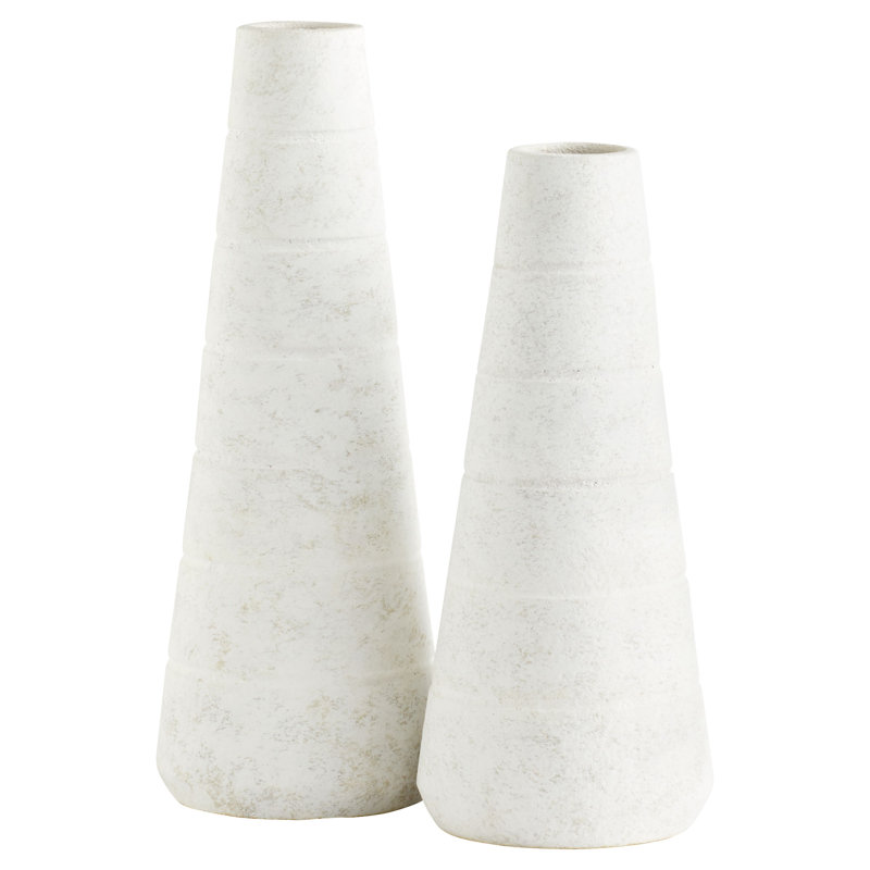 Thera Handmade Ceramic / Porcelain Table Vase, 16.75'' H x 7'' W x 7'' D, White