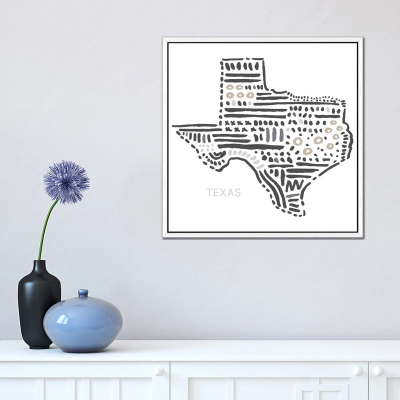 Texas - Painting on Canvas, White Framed, 93.98 cm H x 93.98 cm W