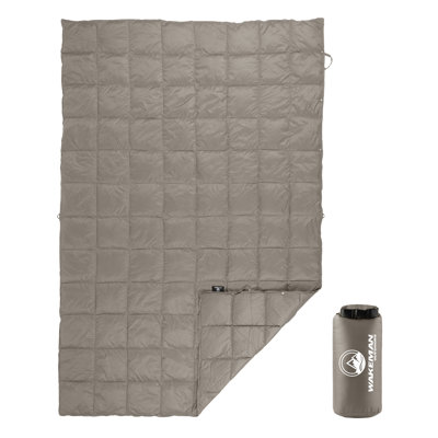 Down Camping Blanket Packable 78x52” Ultralight Compact Travel Blanket with Bag - Puffy Wearable Sleeping Gear for Camp, Hiking, Backpacking, Stadium, Festivals or Beach by Wakeman Outdoors (Gray)