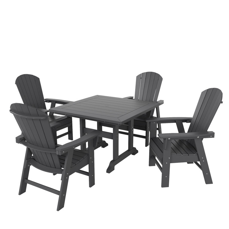 Geoff 4 - Person Patio Dining Set with Square Table, Gray
