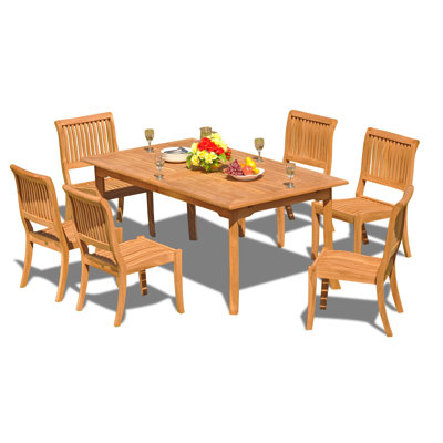 10 Seats 11 Pcs Grade-A Teak Wood Dining Set: 94" Double Extension Rectangle Table And 10 Arbor Stacking Armless Chairs #11AB2000