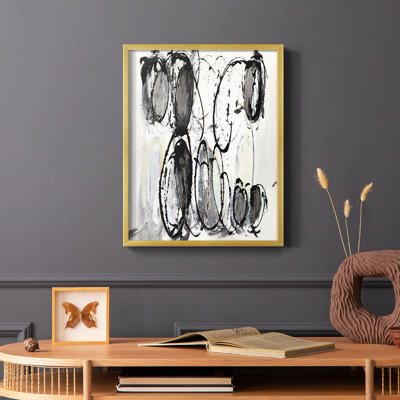 Gray Scribbles II, reproduction encadrée - bois massif