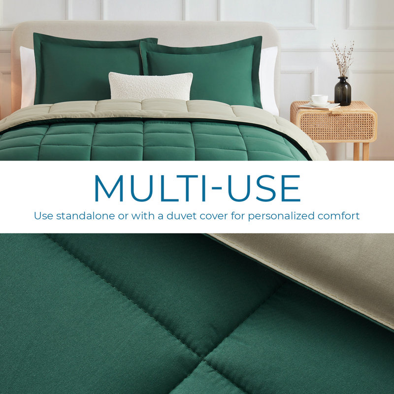 Hunter Green and Sage Microfiber Twin Reversible Duvet