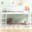 Twin Low Loft Wood Bed In White With Movable Configuration Size Platform - Easy Assembly-429762423-429762424