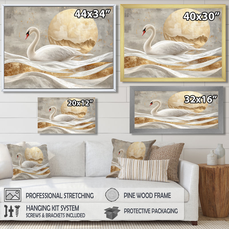 Art mural Dorothé dansant du cygne III - Cygnes, Reproduction encadrée d'une seule photo, H 30 po x l 40 po, Blanc