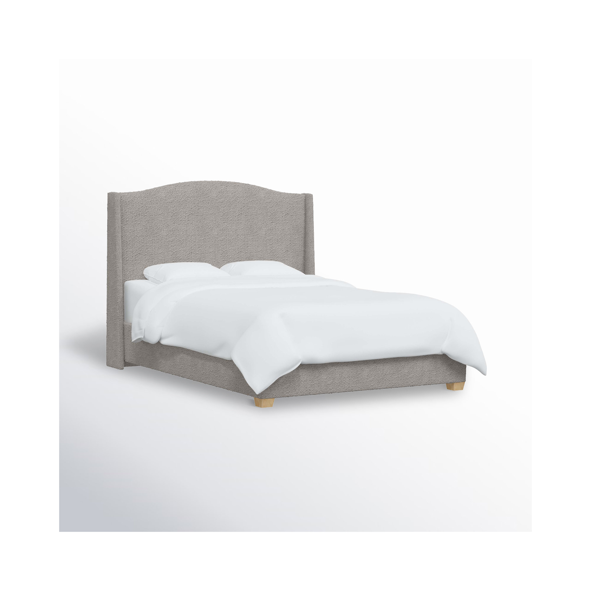Allis Upholstered Wingback Bed, Twin, Classic Elephant Boucle
