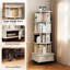 Bibliothèque rotative à 5 niveaux, bibliothèque rotative à 360 ° avec roulettes et tiroir, peu encombrante, petite bibliothèque rotative pour chambre à coucher, salon, maison, bureau-1284475538