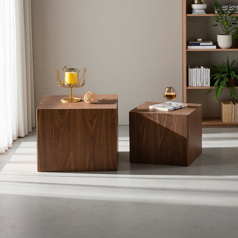 Ensemble de 2 tables basses en MDF, Noyer