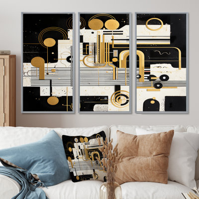 Or, noir, blanc, dimanche, jazz II - ensemble de collages abstraits