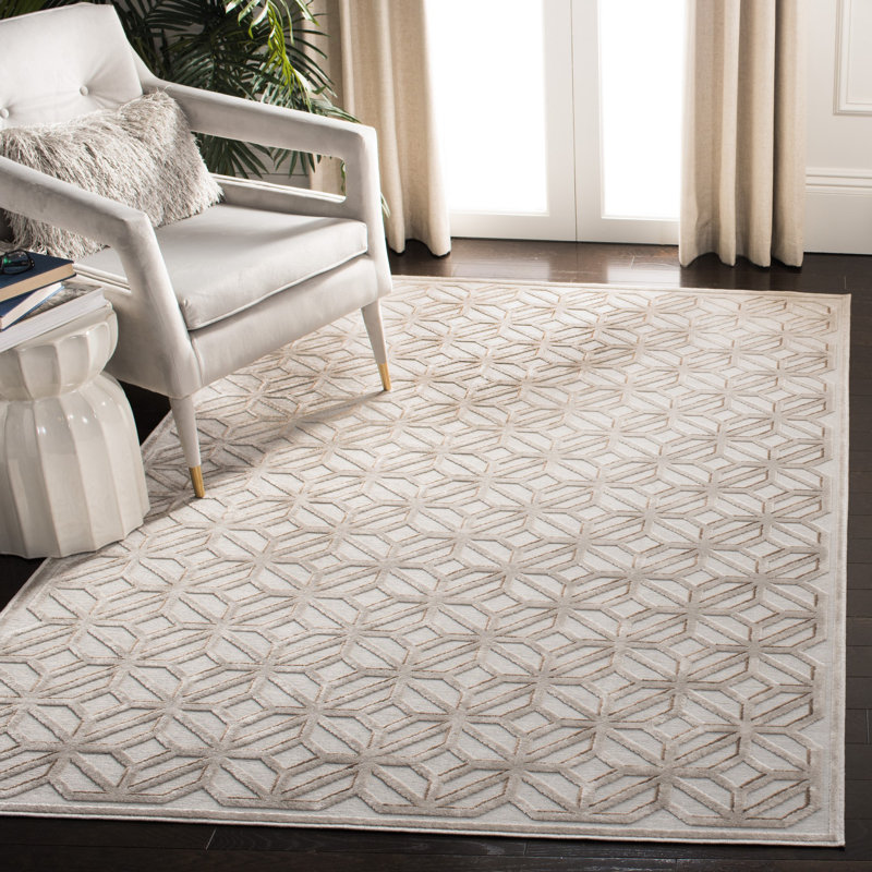 Tapis géométrique en viscose Swatzell 900, Rectangle 4 pi x 5 pi 7 po