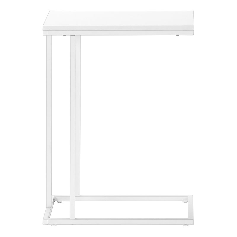Table d'appoint, en forme de C, bout, côté, collation, salon, métal stratifié, contemporain, moderne, Blanc