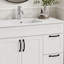 Lavabo de salle de bain en céramique blanche de 39,4 po, pour meuble-lavabo de 36 po, trou de robinet pré-percé, design minimaliste moderne, durable et facile à nettoyer