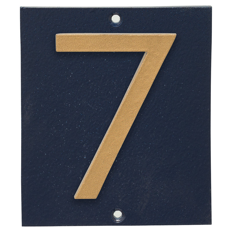 Plaque d’adresse murale sur 1 ligne flottante, Bleu marine, Or, Oui