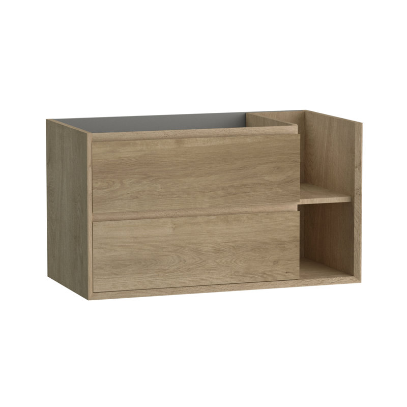 DAX Oceanside Single Vanity, 36", Oak (Left Sink), Oak