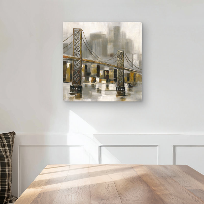 Bridge by a Cloudy Day - Contemporary Cities Metal Print Decor