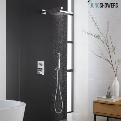 Sleek Shower Panel with Rainfall Head, Body Jets, and LED Temperature Display