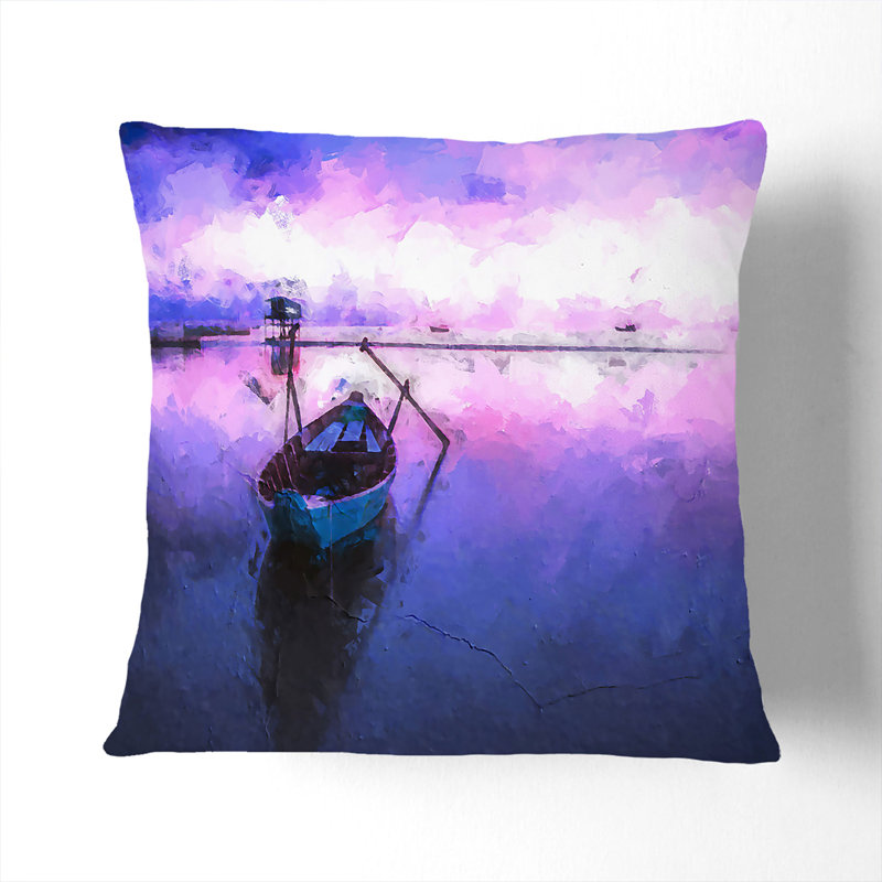 Vacant Rowboat upon the Lake Cushion with Filling, 55cm H x 55cm W x 20cm D