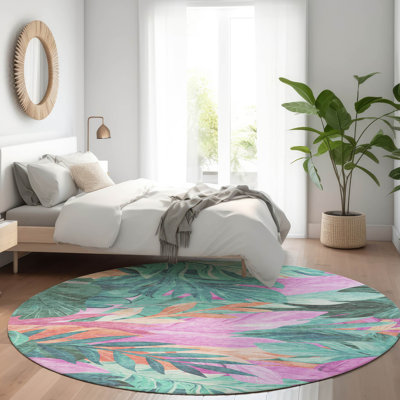 Machine Washable Indoor/Outdoor Claudian ACN1498 Teal Rug