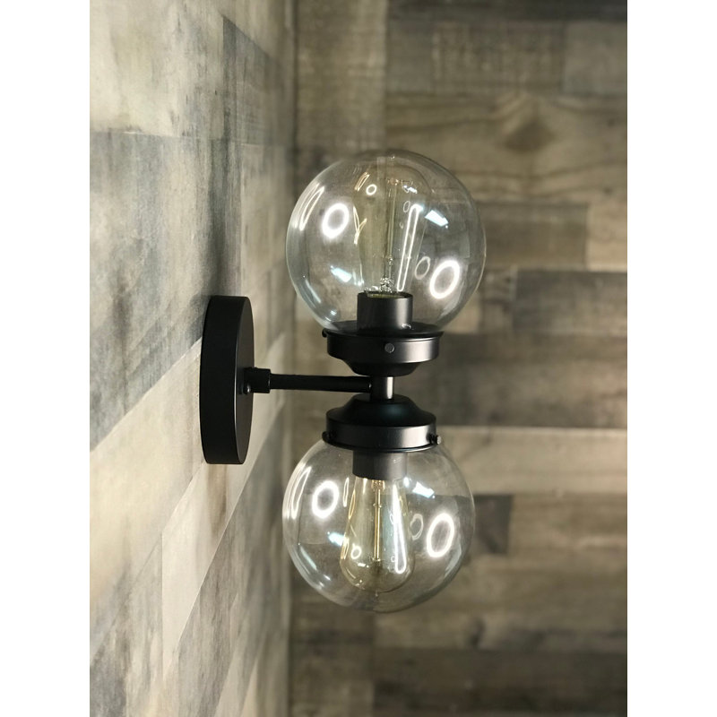 Rada Solid Brass Armed Sconce, Clear, Matte Black