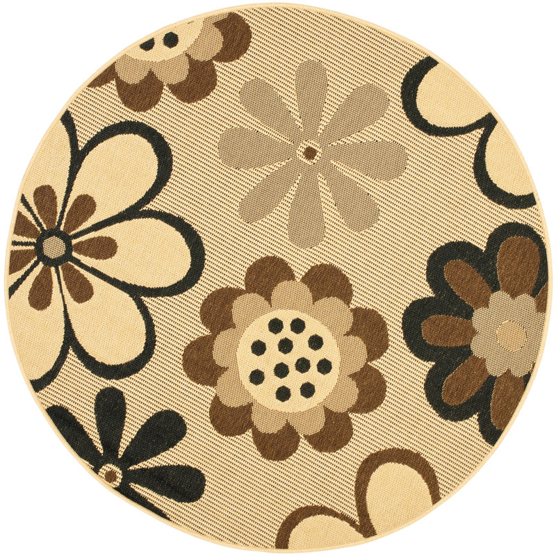 Herefordshire Performance Floral Indoor/Outdoor Area Rug, Round 5'3"