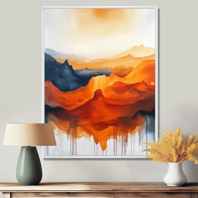 Nusaybah Fading Autumn Mountain Landscape II - montagnes, impressions sur toile, Reproduction avec cadre flottant, Blanc