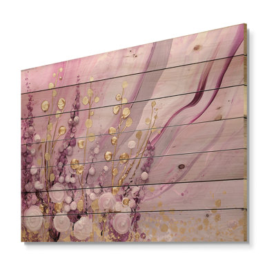 Harmonie dorée des prairies à fleurs sauvages IV - Décoration murale traditionnelle en bois sur bois de pin naturel