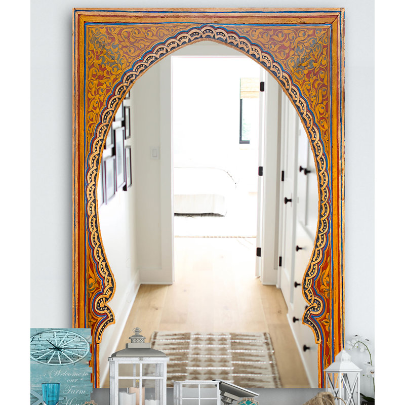 Miroir mural marocain, porte antique - Maroc, H 39,4 po x l 29,5 po