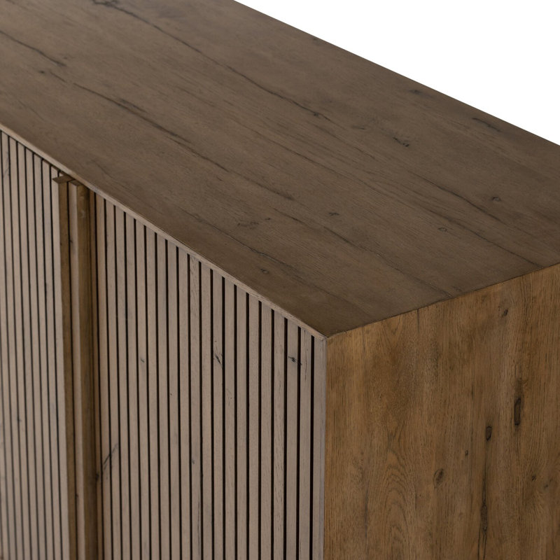 Leo 82'' W Solid Wood Sideboard, Rustic Gray