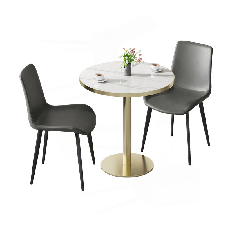 Round Modern Dinning Table 31.5 Inches Bistro Table Tulip Table With Faux Marble Top/Easy Assemble/Sturdy Metal Frame Diameter