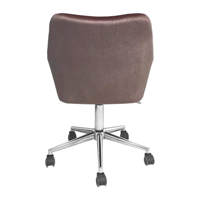 Sadie Swivel Vanity Chair, Desk Chair with Adjustable Height, Velvet Material and Elegant Curves, Pink