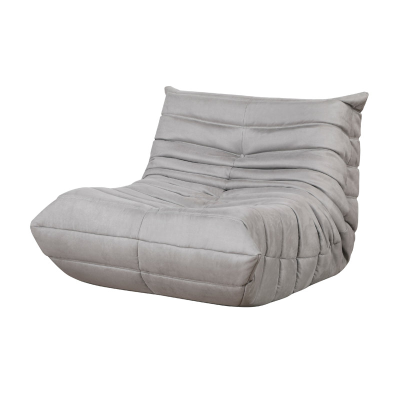 Chaise d'appoint Revena, microfibre plissée, courbée, Gris