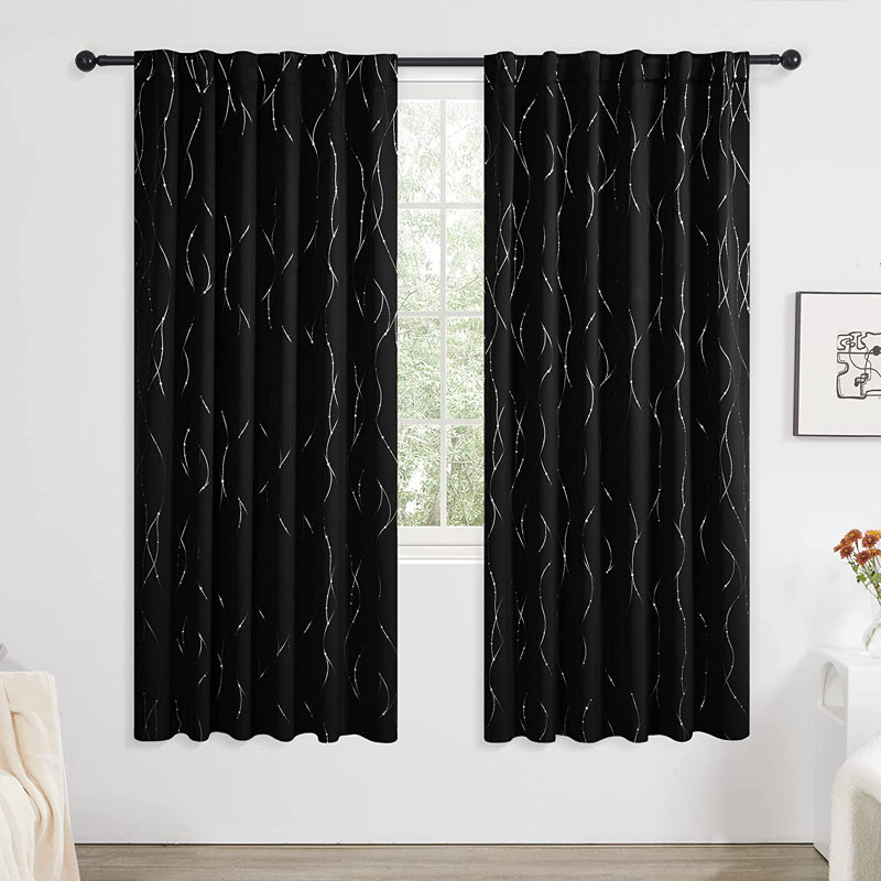 Deenie Room Darkening Curtain Pair, Black, 52'' W x 84'' L