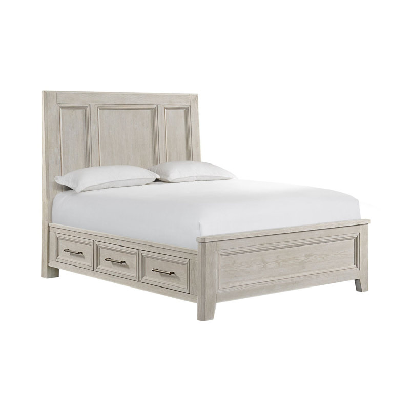 Clinard Solid Wood Panel Bed With Storage, Queen